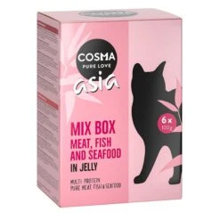 Cosma Asia In Jelly Pouches 6 X 100g Chicken With Tuna -Zoo Plus 102943 pla cosma asia mix 6x100g pouchbox 0 4