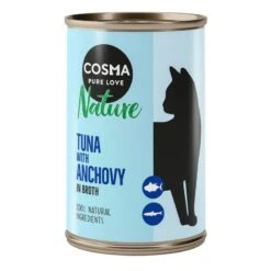 Cosma Nature Saver Pack 12 X 140g Skipjack Tuna -Zoo Plus 104066 pla cosma nature tunaanchovy 140g 6 5