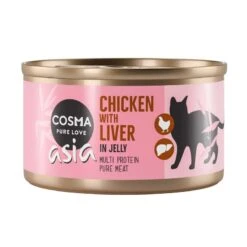 Cosma Asia In Jelly 6 X 85g Chicken With Tuna -Zoo Plus 104534 pla cosma asia chickenliver 85g 2 3