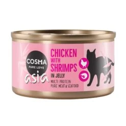 Cosma Asia In Jelly Saver Pack 24 X 85g Chicken & Shrimps -Zoo Plus 104534 pla cosma asia chickenshrimps 85g 2 6