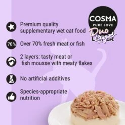 Cosma DUO Layer Saver Pack 24 X 70g Tuna Mousse With Sardine Flakes -Zoo Plus 1 2023 03 cosma duolayer de 6 1