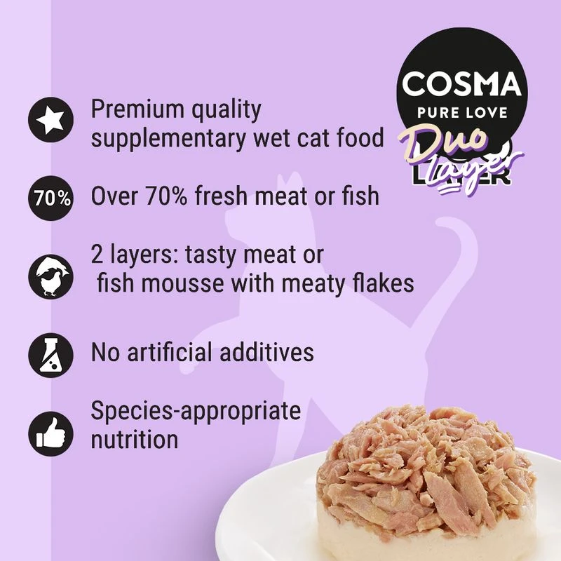 Cosma DUO Layer 6 X 70g Chicken Mousse With Chicken Flakes 2 Cosma DUO Layer 6 X 70g Chicken Mousse With Chicken Flakes - Image 2