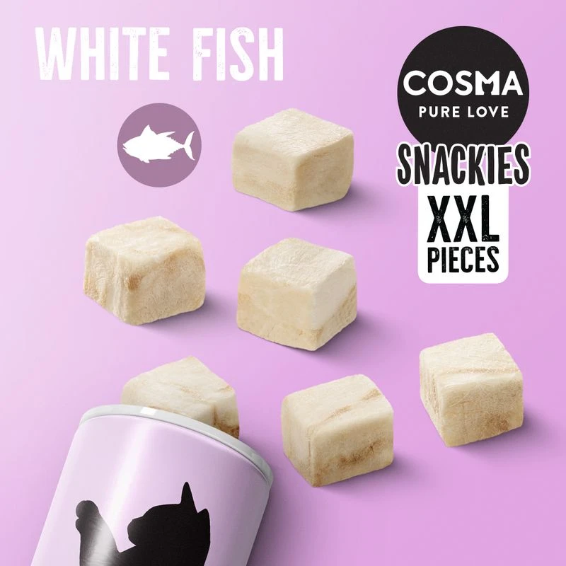 Cosma Snackies XXL – Maxi Tube Saver Pack White Fish (3 X 110g) 9 Cosma Snackies XXL – Maxi Tube Saver Pack White Fish (3 X 110g) - Image 9