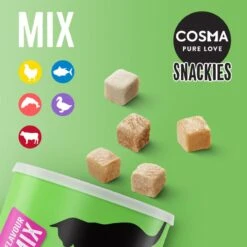 Cosma Snackies Maxi Tube Saver Pack Chicken (3 X 160g) -Zoo Plus 1 81654 cosma snackies foodboard mix maxitube 1000x1000 5 4