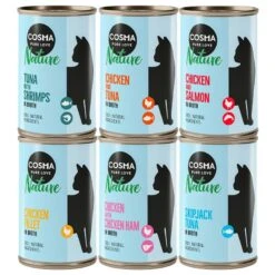 Cosma Nature Mixed Trial Pack 6 X 280g Mix 1 (6 Varieties) -Zoo Plus 2020 01 gemischtes paket cosma nature 140g de 2 4