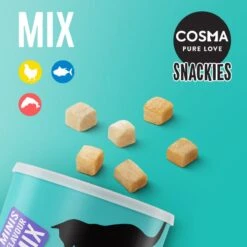 Cosma Snackies Minis Maxi Saver Pack 3 X Mix (390g) -Zoo Plus 262513 cosma snackies mini foodboard mix maxitube 1000x1000 9
