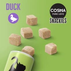 Cosma Snackies Saver Pack Beef (5 X 23g) -Zoo Plus 32620 cosma snackies foodboard duck 1000x1000 6 4
