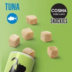 Cosma Snackies Mixed Trial Packs 5 Varieties (116g) -Zoo Plus 32621 cosma snackies foodboard tuna 1000x1000 9 1