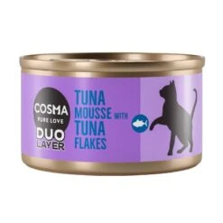 Cosma DUO Layer 6 X 70g Tuna Mousse With Tuna Flakes -Zoo Plus 350197 pla cosma duo layer tuna mousse tuna 70g 7 8
