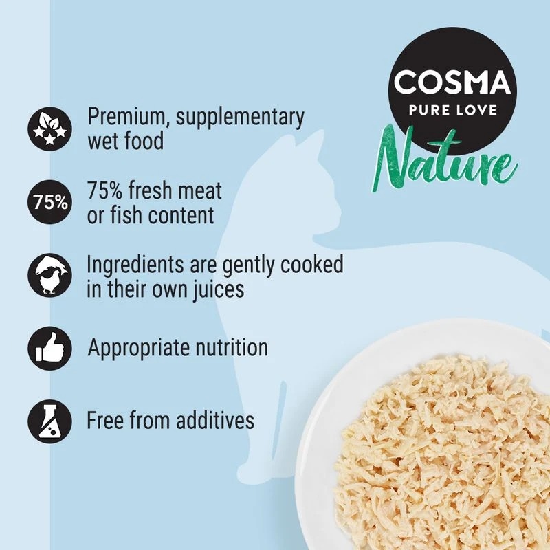 Cosma Nature 6 X 140g Chicken & Salmon 3 Cosma Nature 6 X 140g Chicken & Salmon - Image 3
