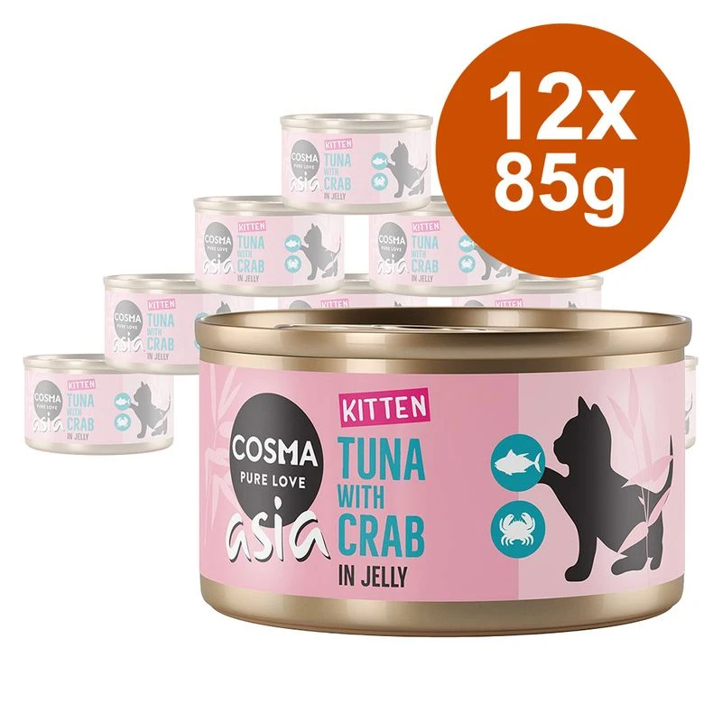 Cosma Asia Kitten In JellySaver Pack 12 X 85g Tuna With Crab Meat 1 Cosma Asia Kitten In JellySaver Pack 12 X 85g Tuna With Crab Meat