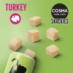 Cosma Snackies Saver Pack Salmon (5 X 2g) -Zoo Plus 461696 cosma snackies foodboard turkey 1000x1000 7 2