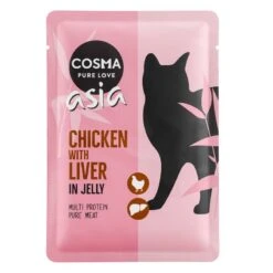 Cosma Asia In Jelly Pouches 6 X 100g Chicken With Shrimps -Zoo Plus 55568 pla cosma asia chickenliver 100g 6 5