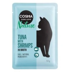 Cosma Nature Pouches Saver Pack 18 X 50g Skipjack Tuna -Zoo Plus 99426 pla cosma nature tunashrimps 50g 9 8 2